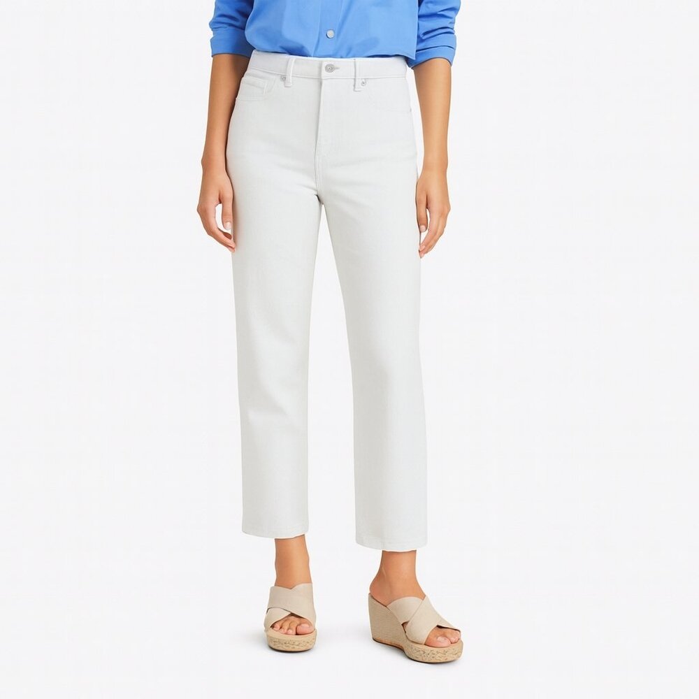 Old Navy High-Waisted OG Straight White Ankle Jeans Secret Smooth Pockets NEW 14